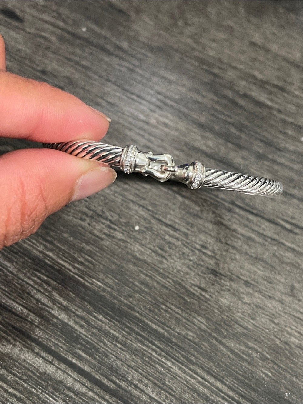 5mm cable classic David Yurman buckle diamond bracelet size large